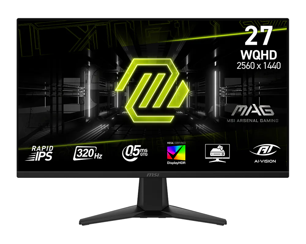 MSI MAG 274QF X32 27-Inch Flat Gaming Monitor, WQHD (2560 x 1440), 320Hz, IPS, 0.6ms, DisplayPort 1.4a, VESA DisplayHDR 400, 97% DCI-P3, Adaptive-Sync, Height Adjustable Stand Flat Gaming Monitor, BLACK
